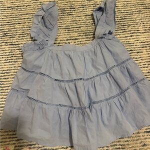 &Merci blue ruffle top